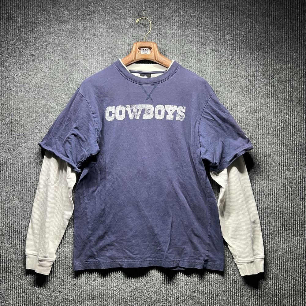 Dallas Cowboys Thermal T Shirt Mens Medium Navy Blue Long Sleeves‎ NFL Equipment